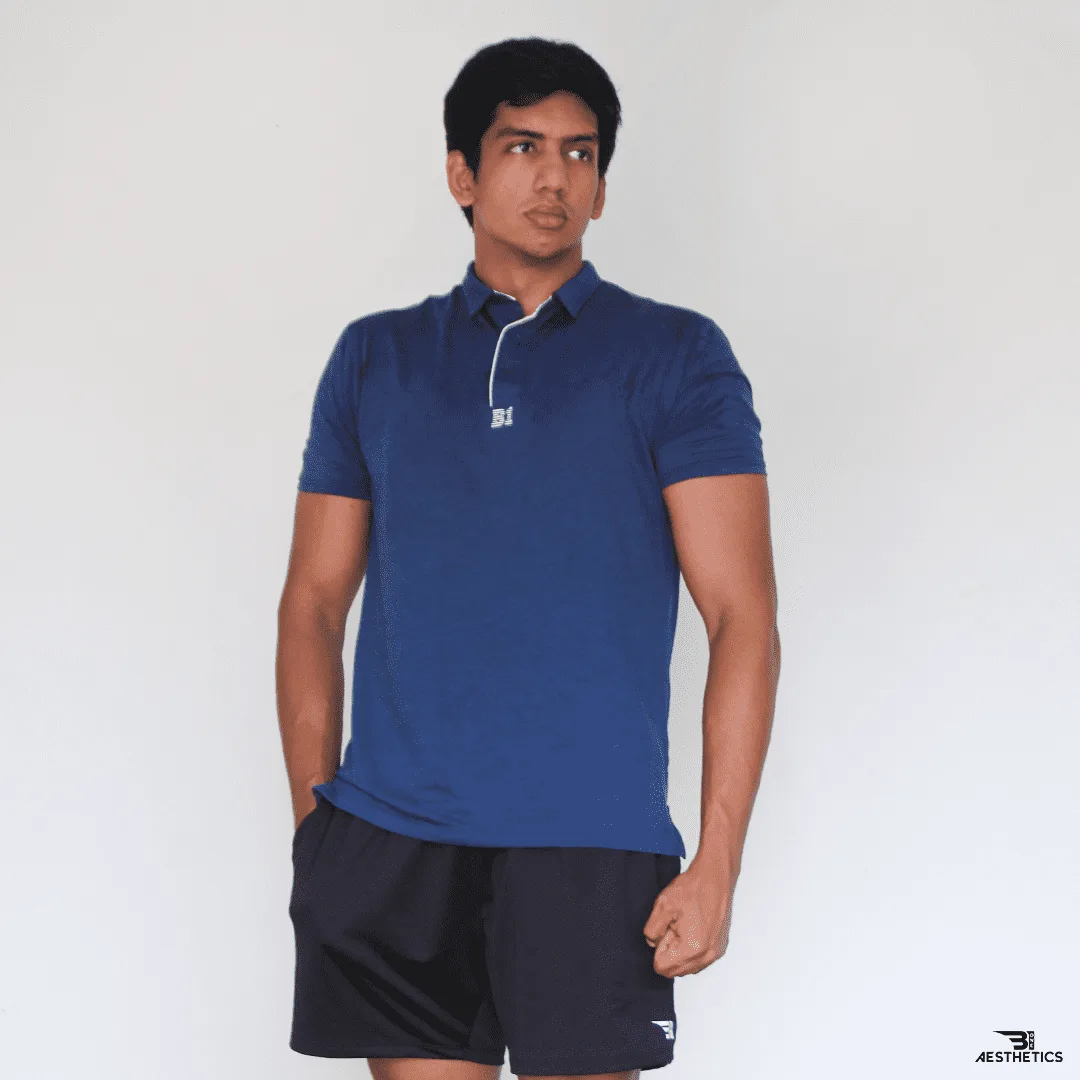 blue polo collar t-shirt