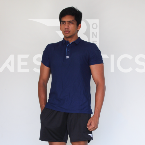 navy blue polo collar t-shirt