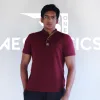 maroon Chinese collar t-shirt