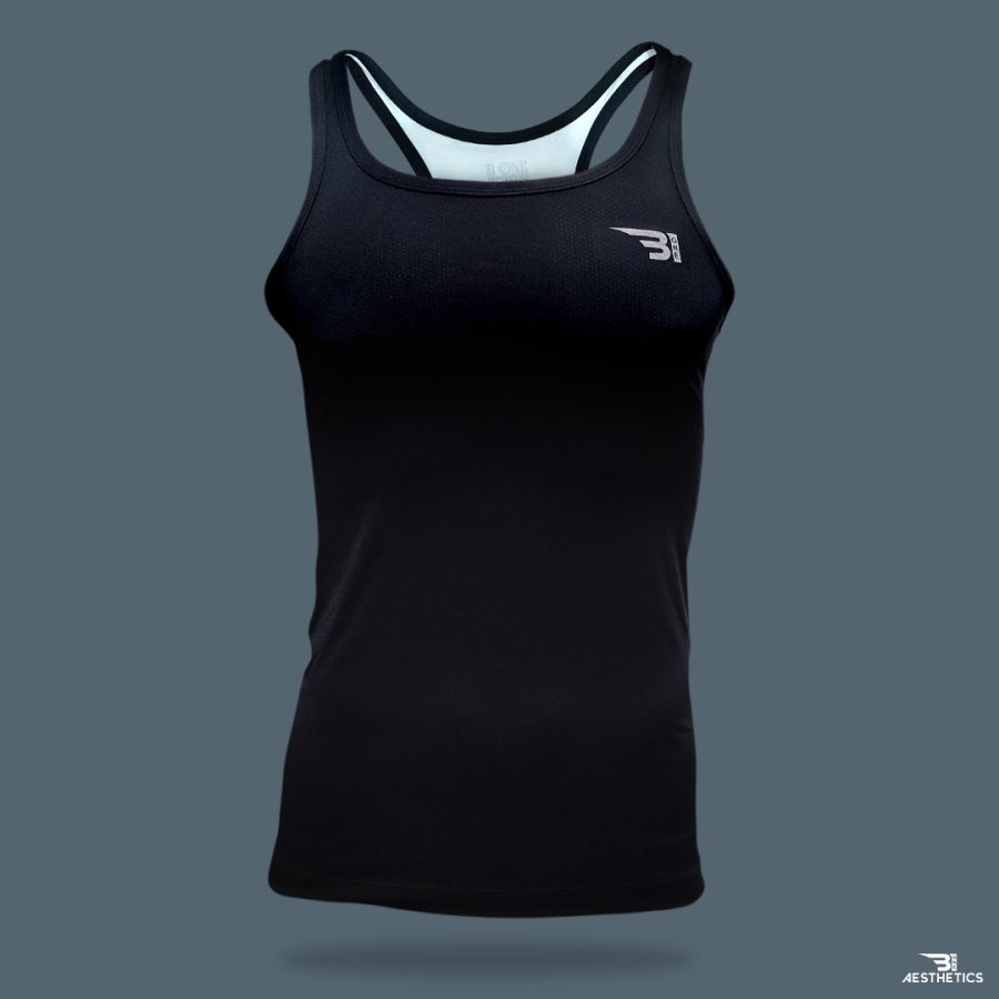 sleeveless black two-tone vest t shirt