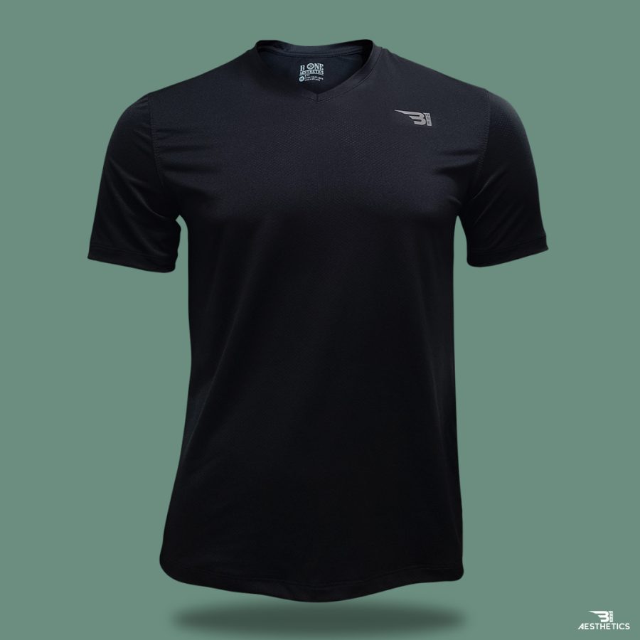 classic black V-neck t-shirt
