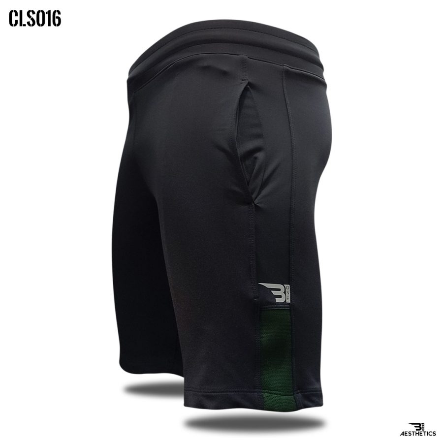 black club shorts with green contrast