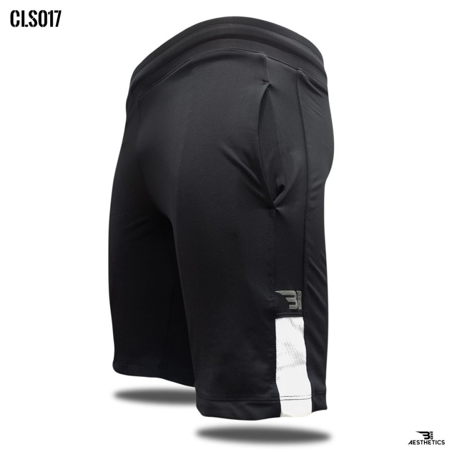 comfortable black club shorts with white contrast