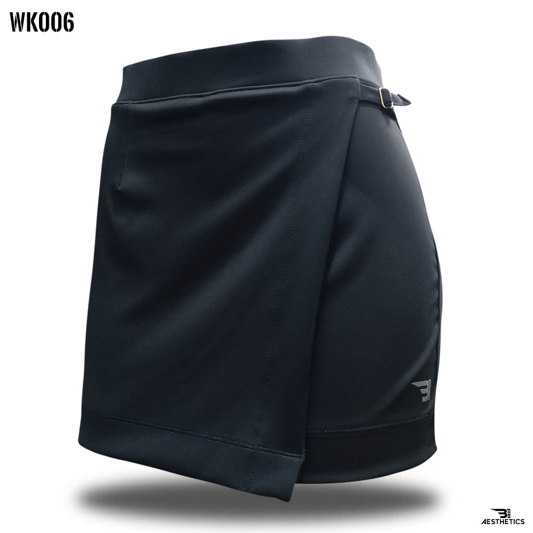 shiny black active wrap skort