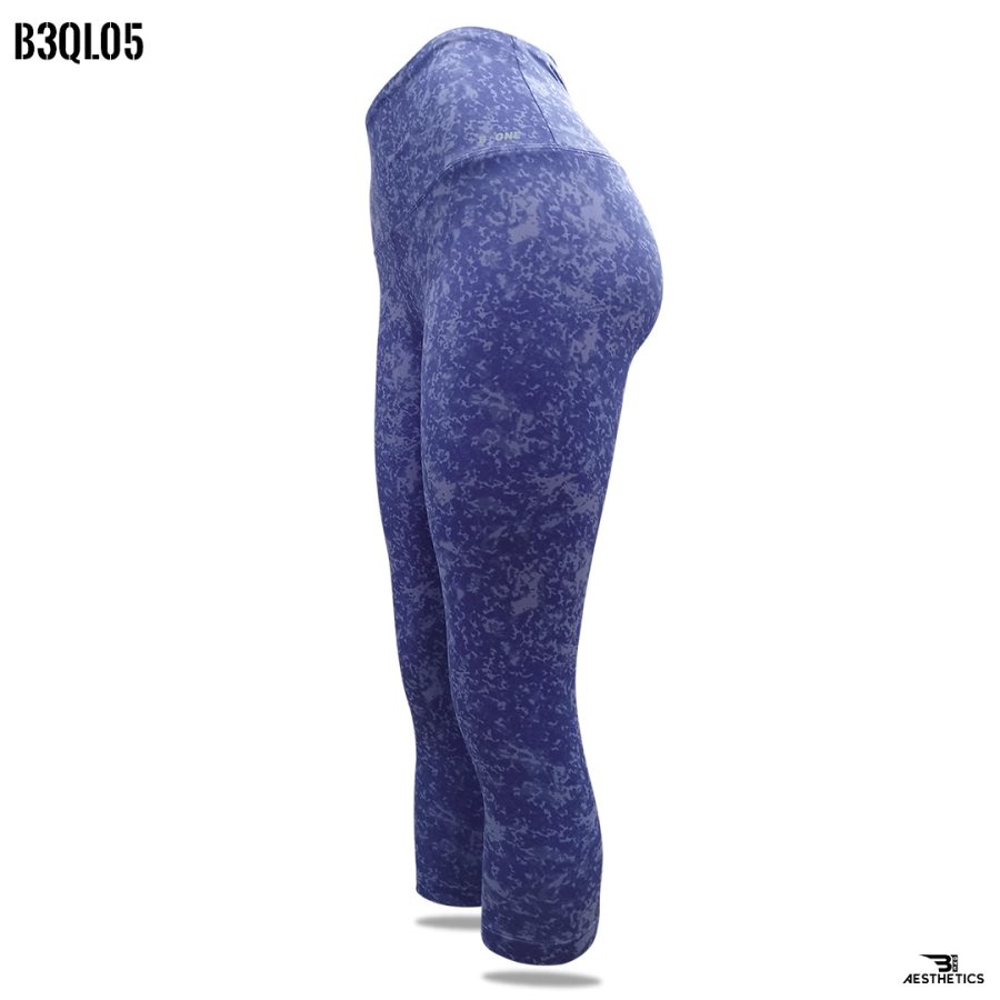 abstract blue knee length sport tights