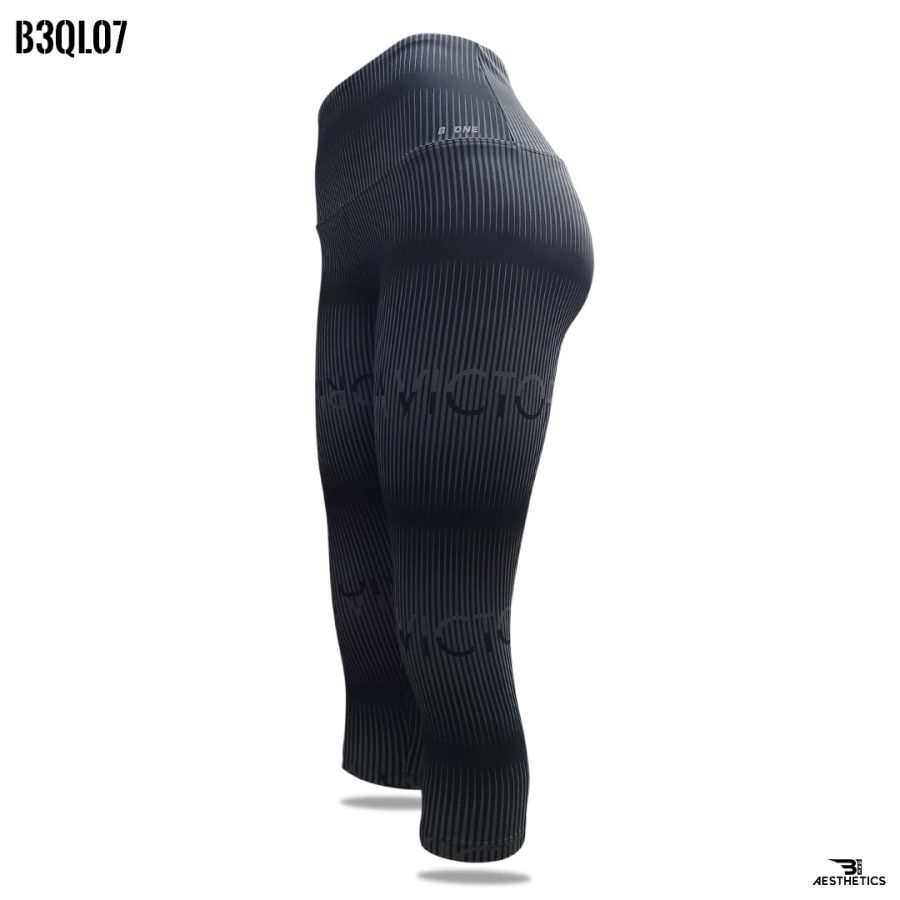 abstract black knee length sport tights
