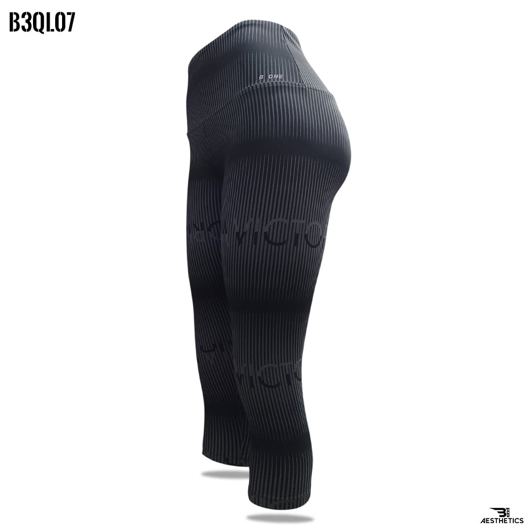 abstract black knee length sport tights