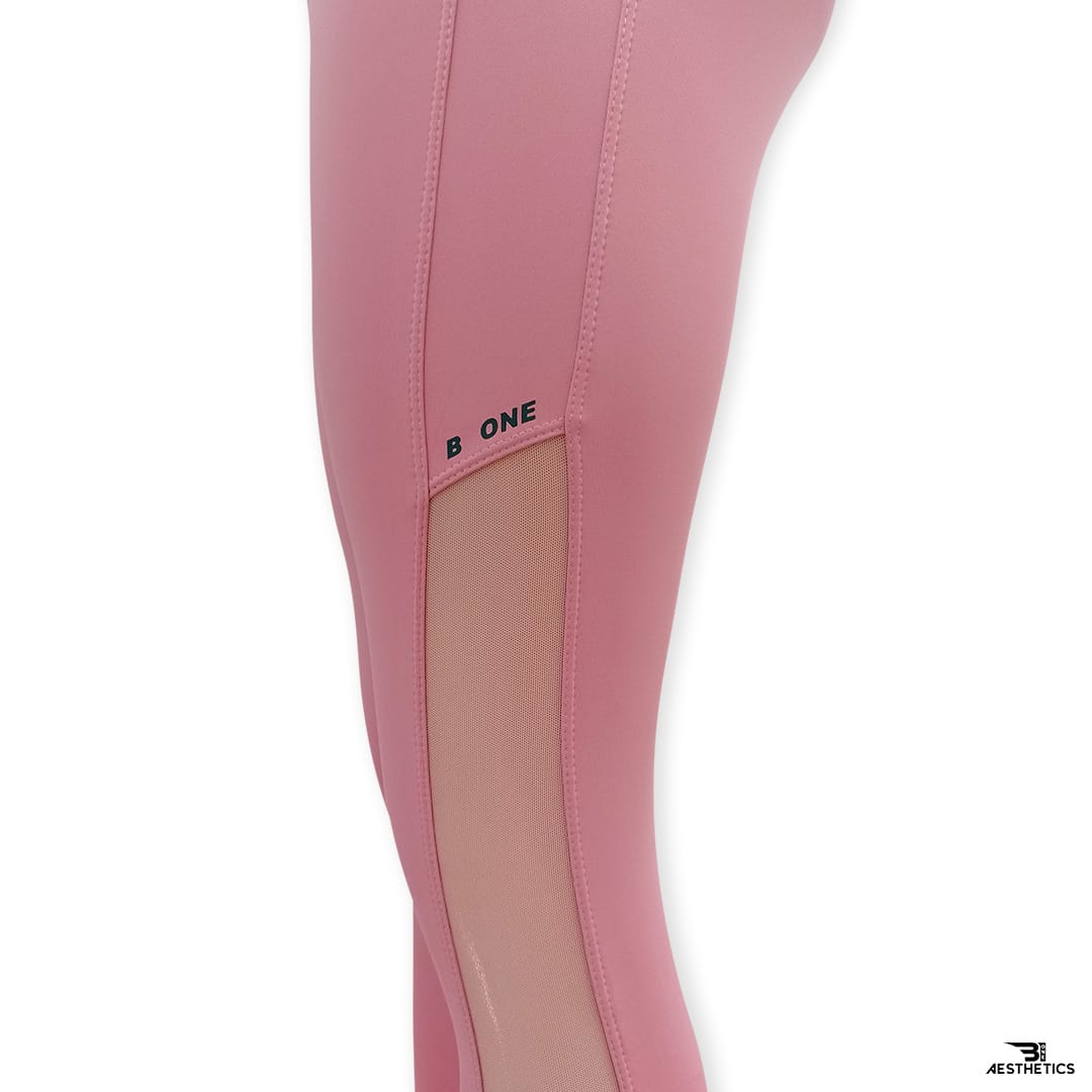 pink crossover high-waist mesh legging