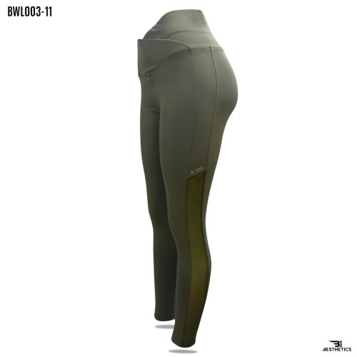 green crossover high-waist mesh legging
