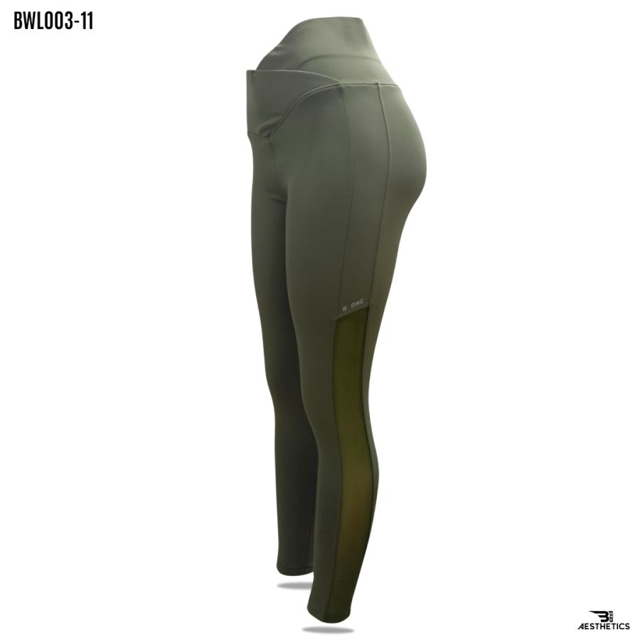 green crossover high-waist mesh legging