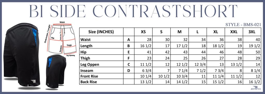 Side Contrast BMS-021 Size Chart