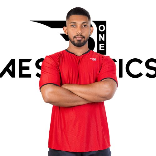 red crew neck t-shirt