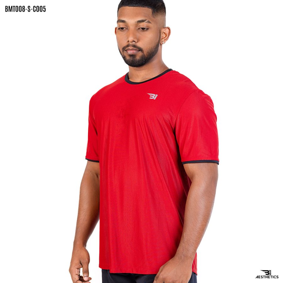 red crew neck t-shirt