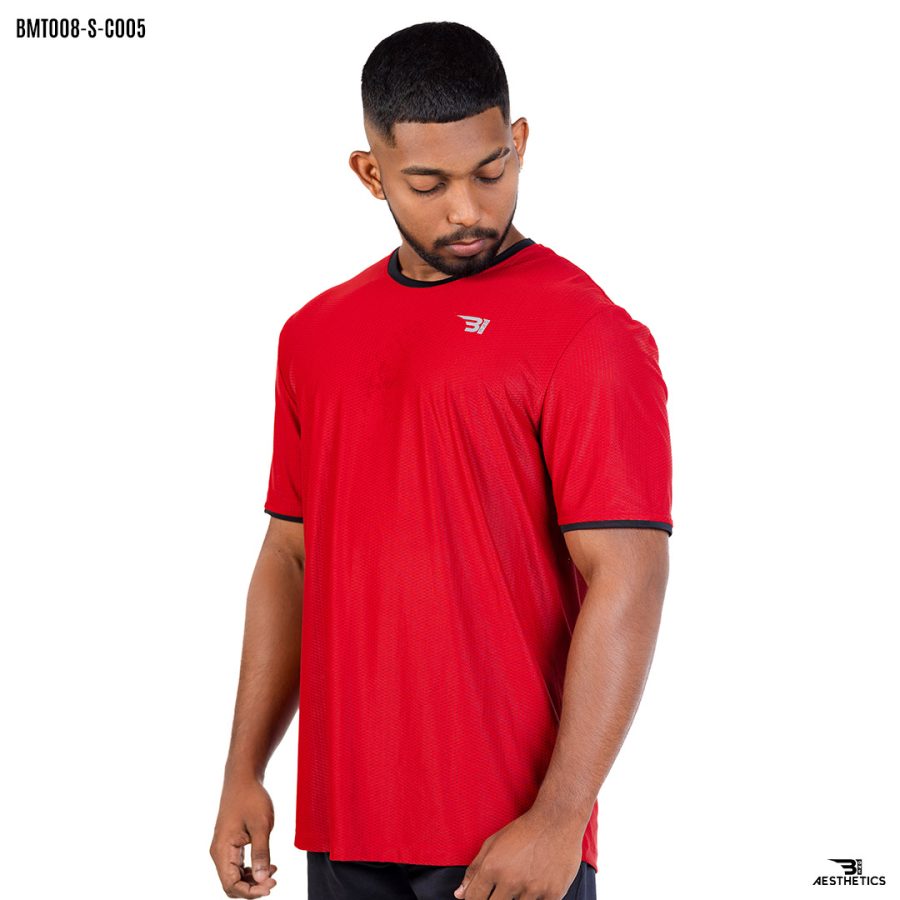 red crew neck t-shirt