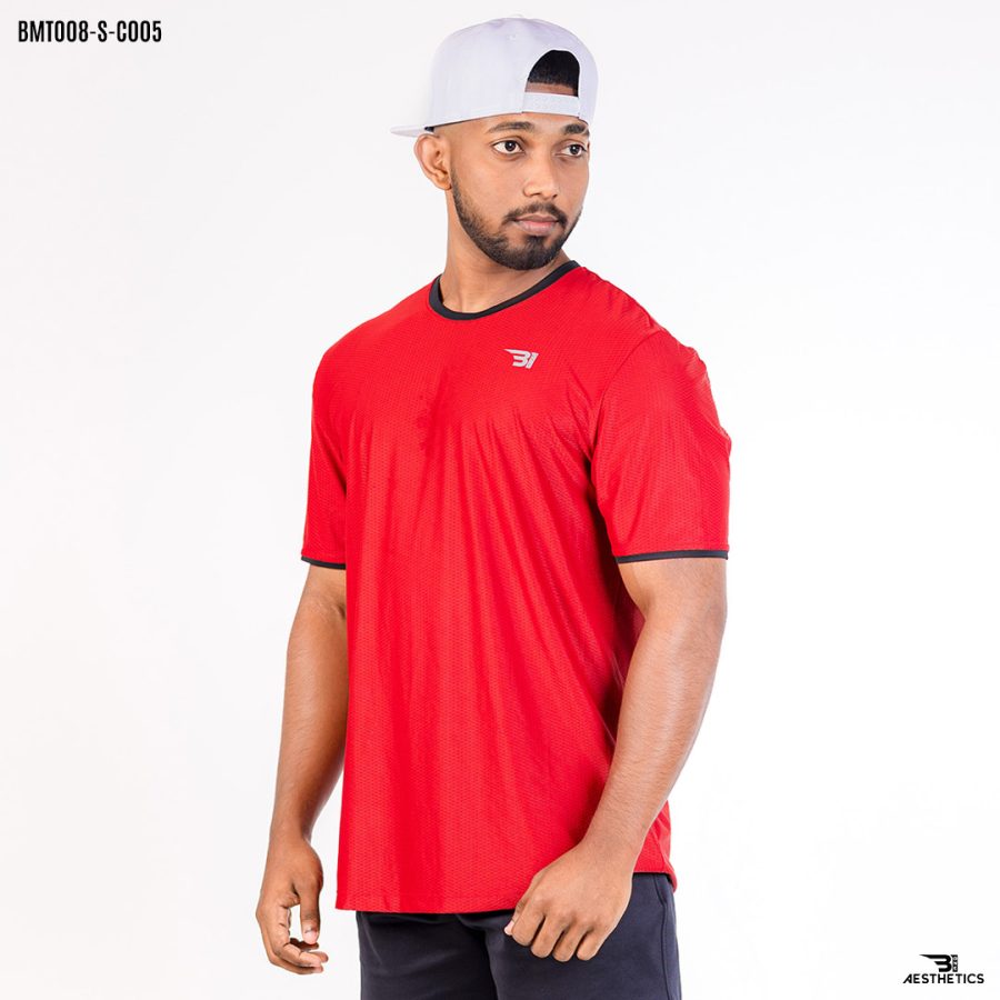 red crew neck t-shirt