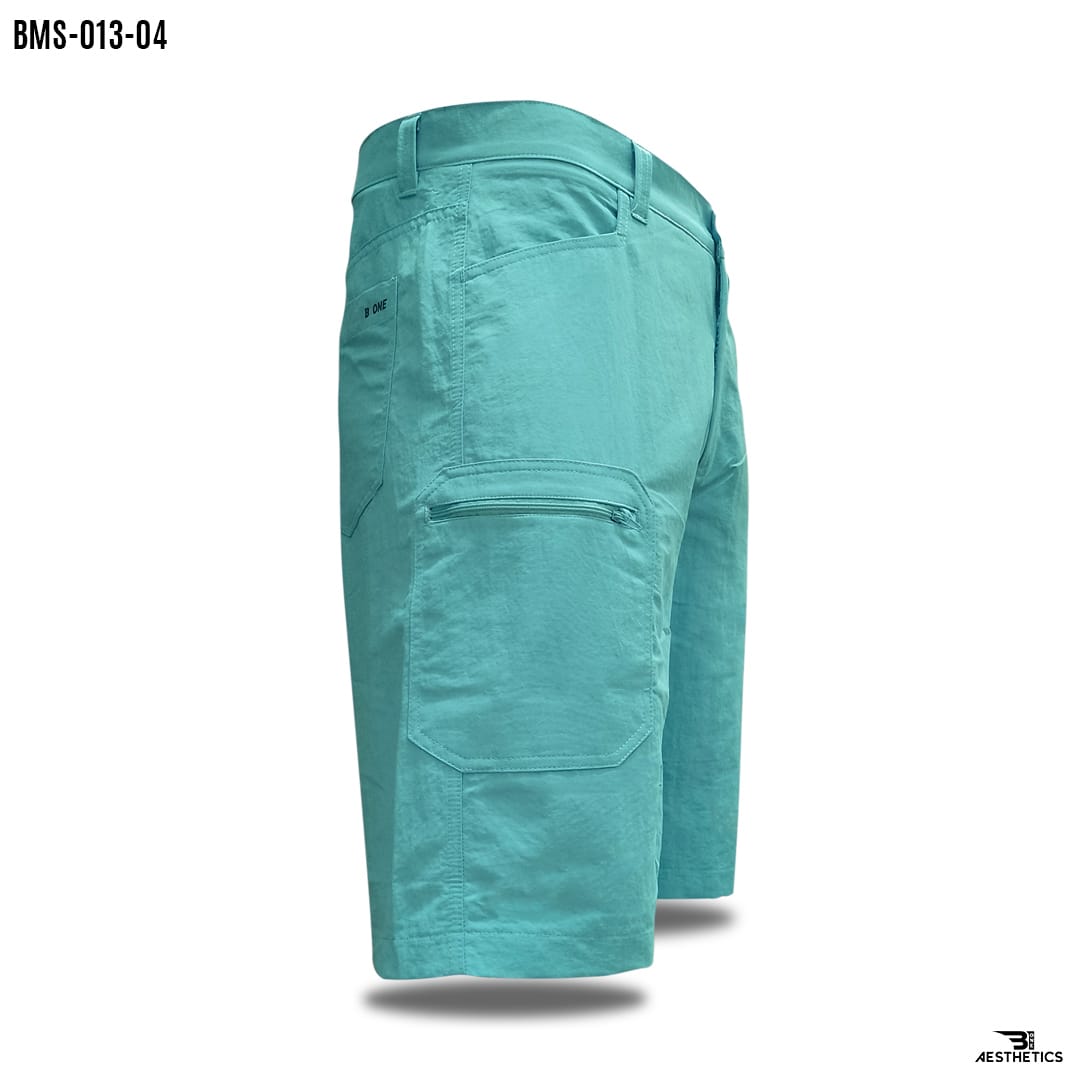 common teal micro cargo shorts