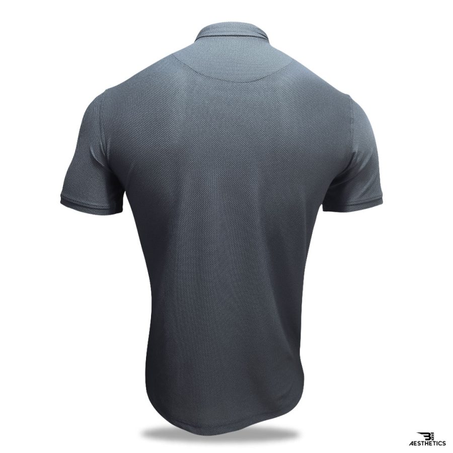 steel gray polo collar t-shirt