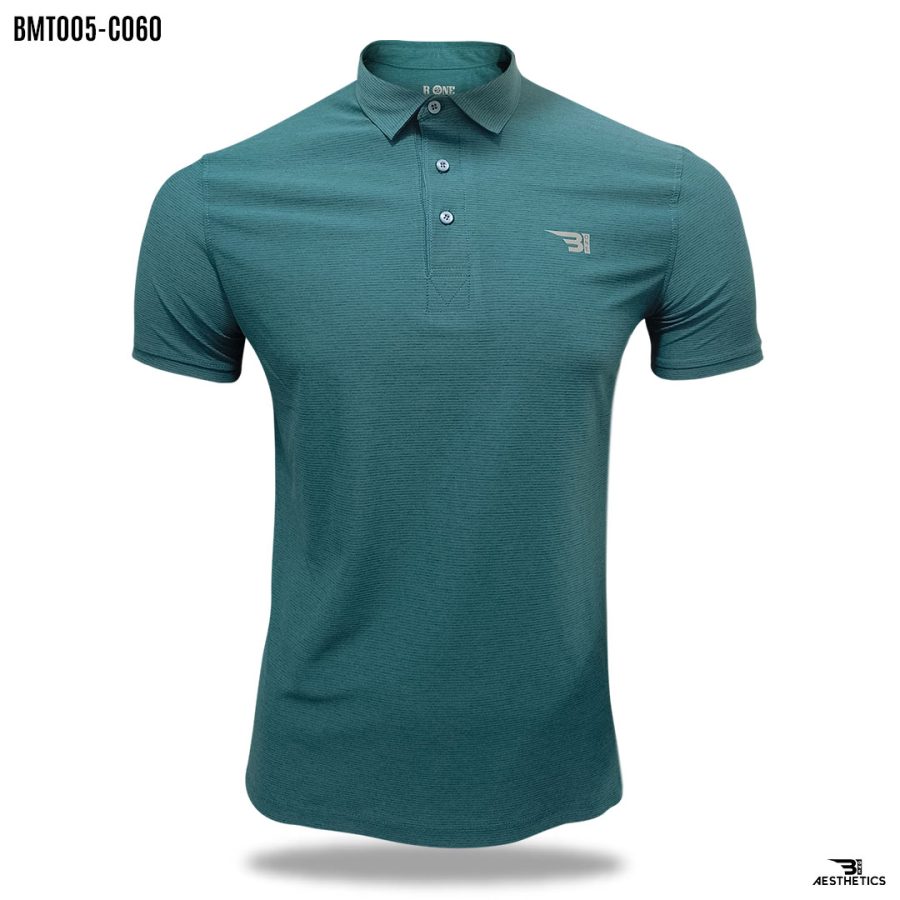 pine green polo collar t-shirt
