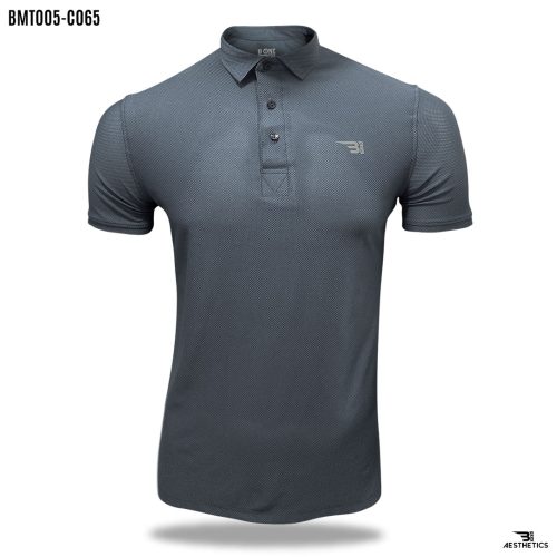 steel gray polo collar t-shirt