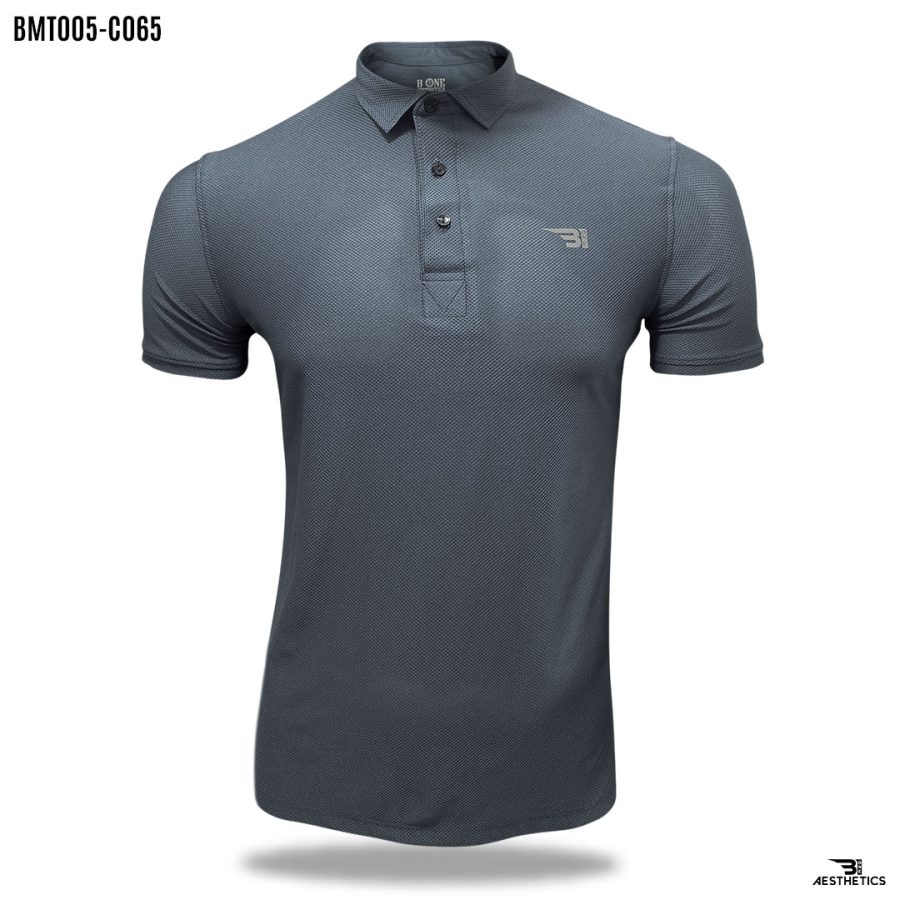 steel gray polo collar t-shirt