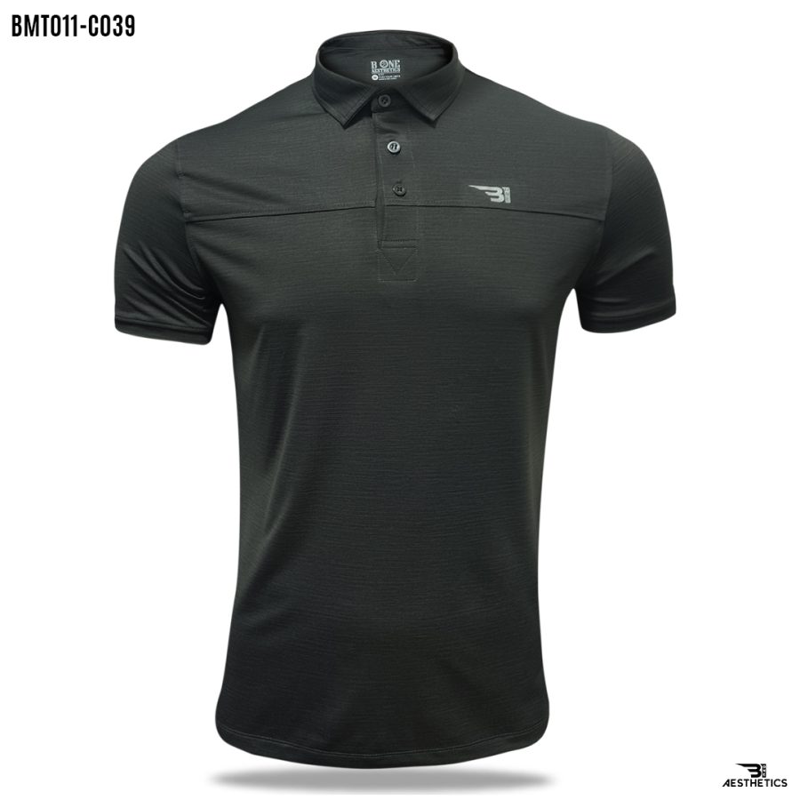 dark gray polo t-shirt