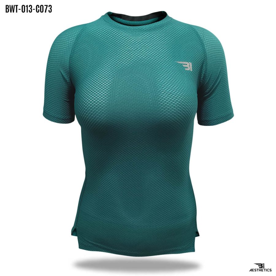 back contrast green t-shirt