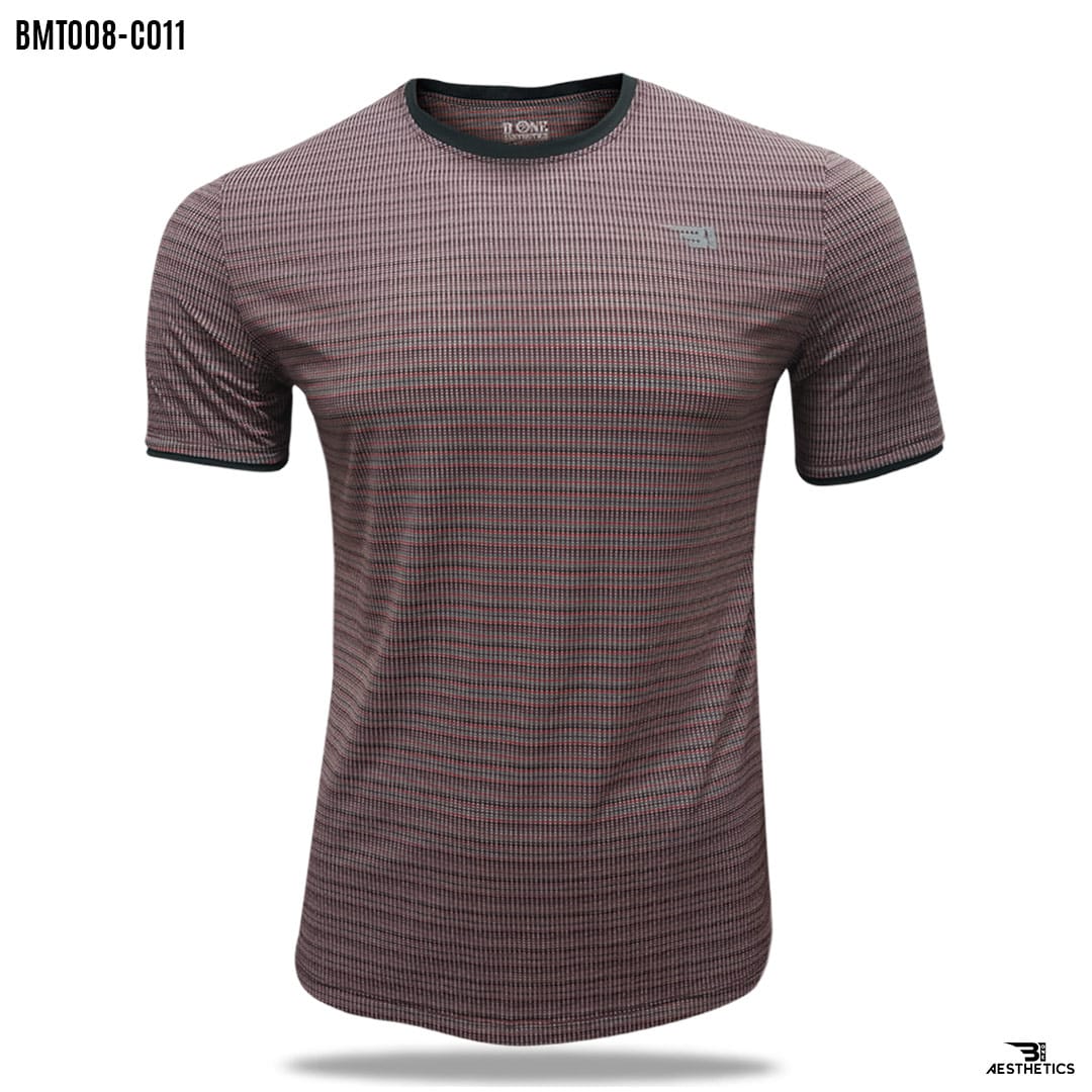 stripe pattern crew neck t-shirt