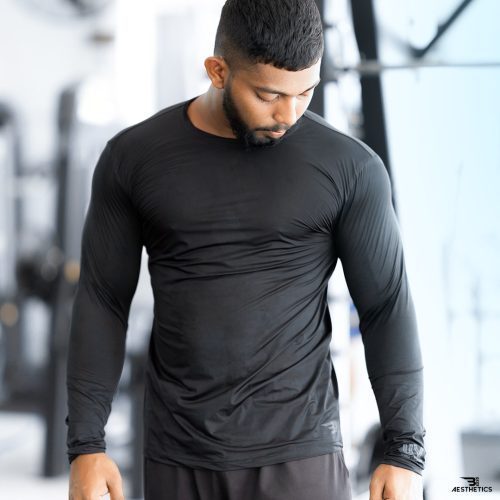 black UV-protected rash guard