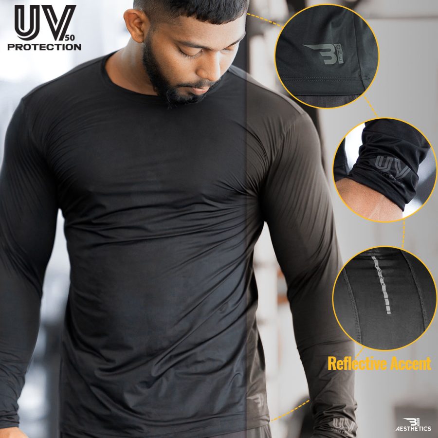 black UV-protected rash guard