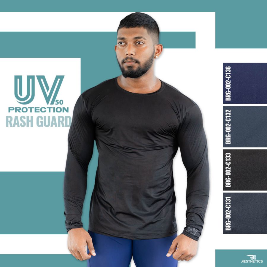black UV-protected rash guard
