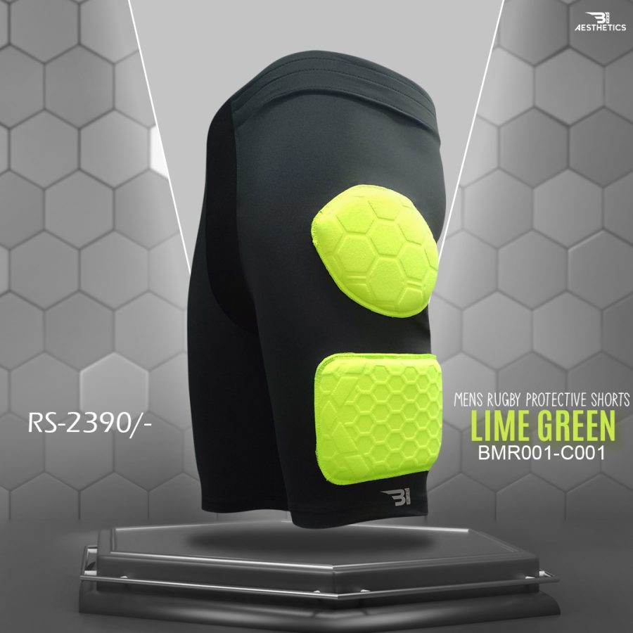 lime green rugby protective shorts