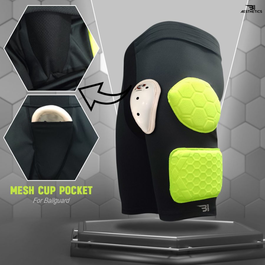 lime green rugby protective shorts