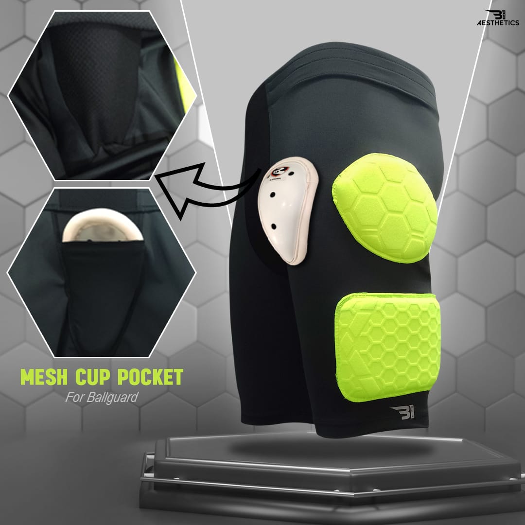 lime green rugby protective shorts
