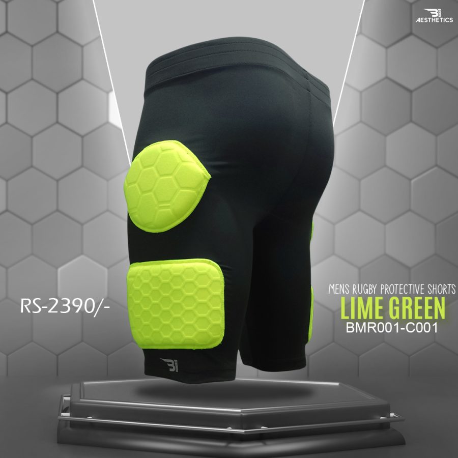 lime green rugby protective shorts