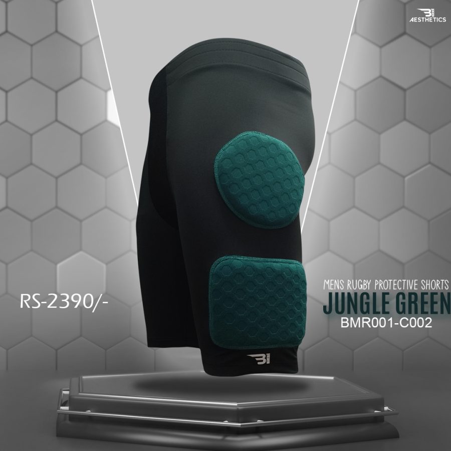 jungle green rugby protective shorts
