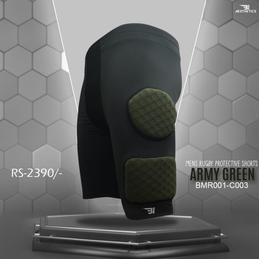 army green rugby protective shorts
