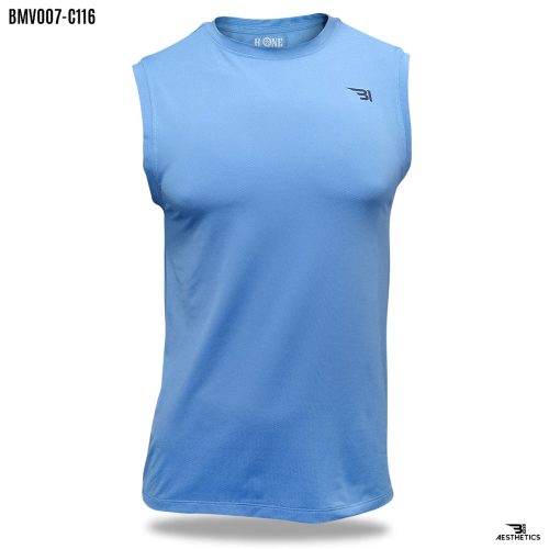 men's sky blue arm cut