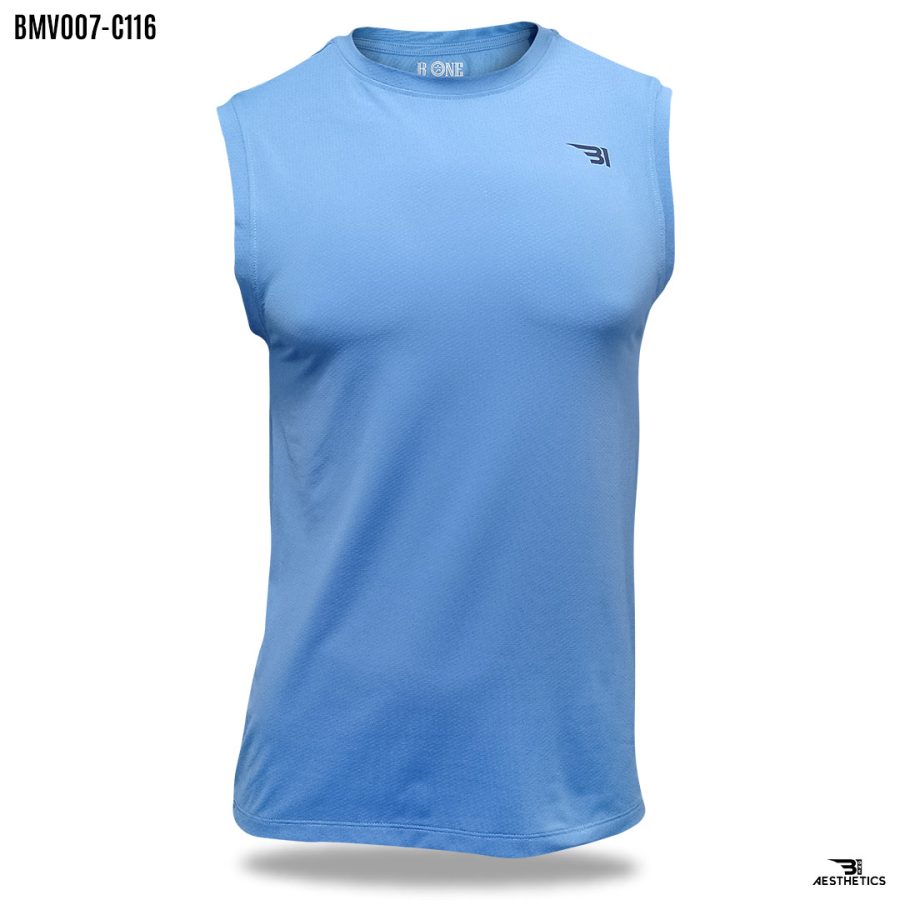 men's sky blue arm cut