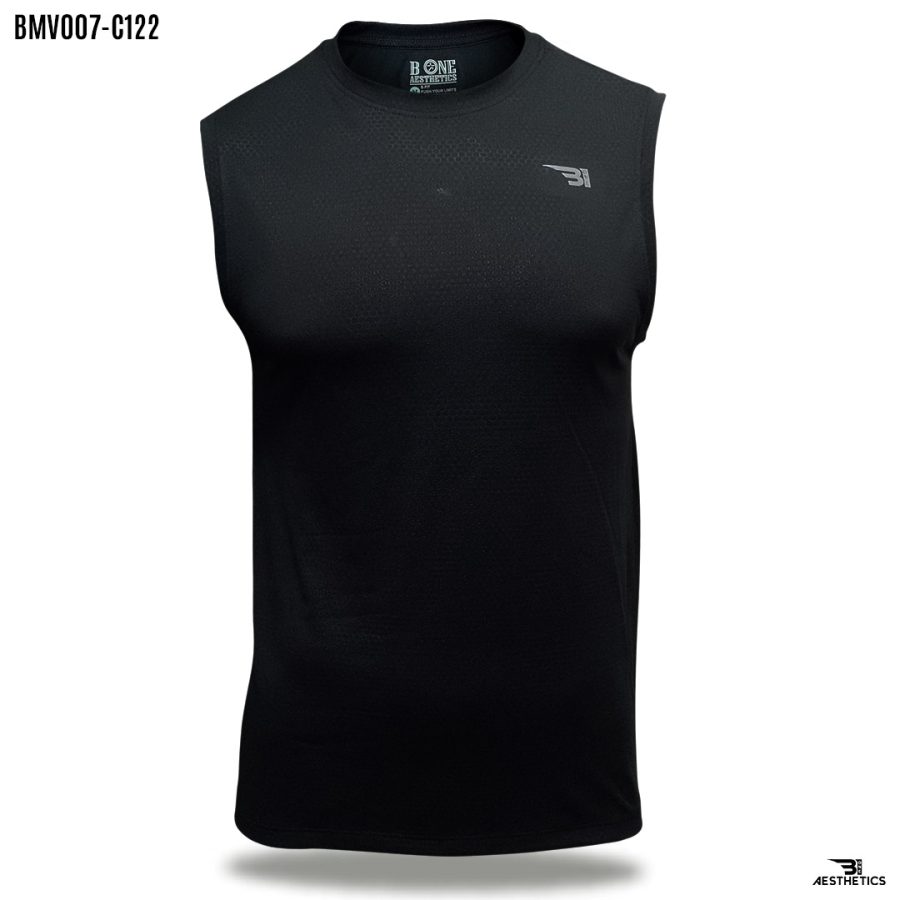 men's black hexagon pattern arm cut