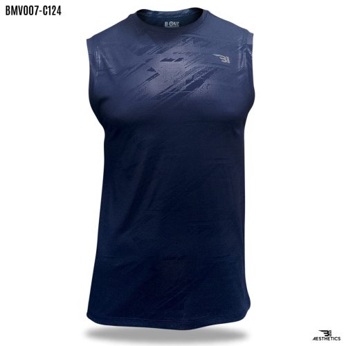 men's abstract dark blue arm cut