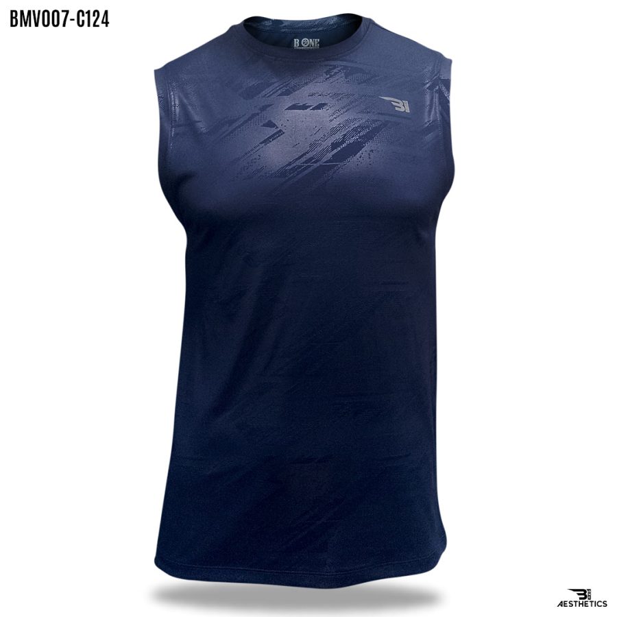 men's abstract dark blue arm cut