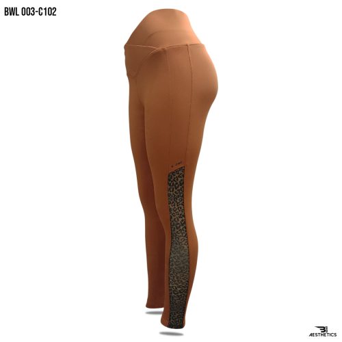 brown crossover high-waist mesh legging