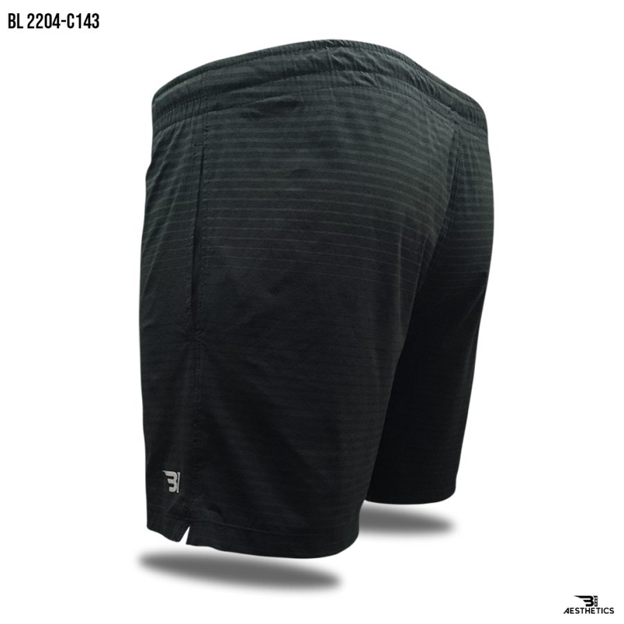 black and gray stripes short