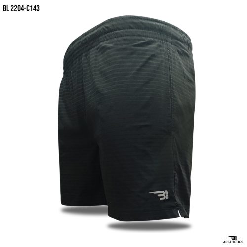 black and gray stripes short