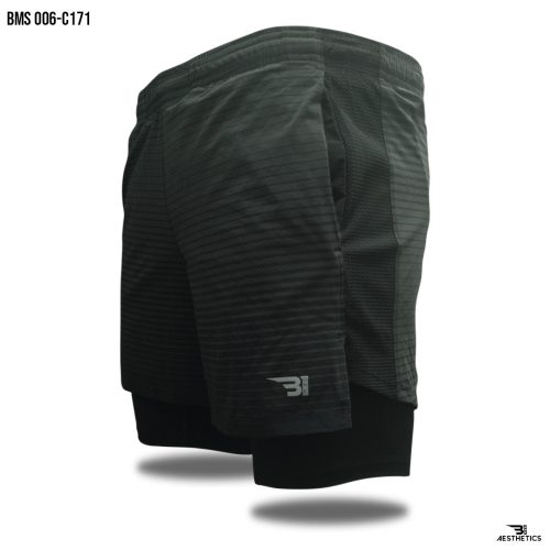 black and gray gym short with pockets