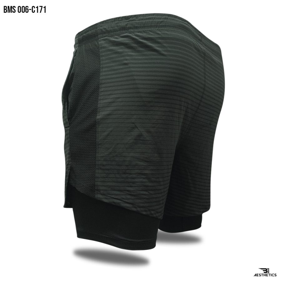 black and gray gym short with pockets