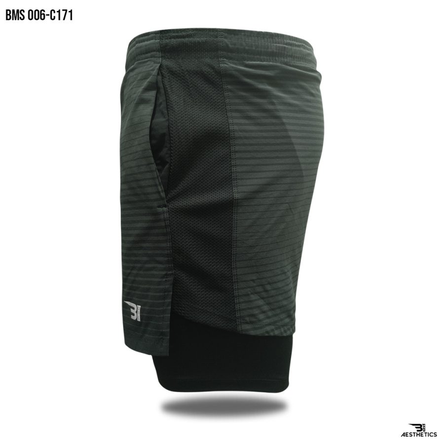 black and gray gym short with pockets