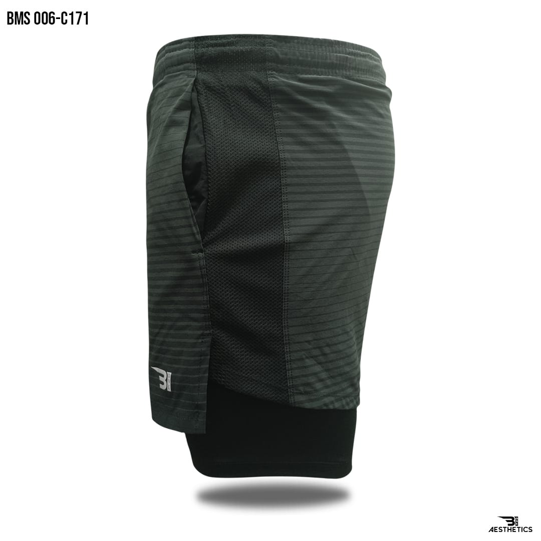 black and gray gym short with pockets