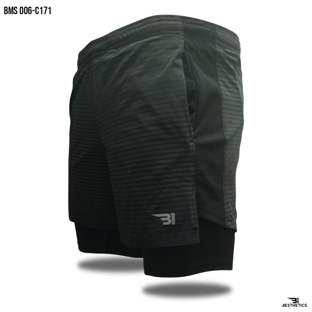 black and gray gym short with pockets