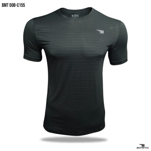 gray black stripe crew neck t-shirt